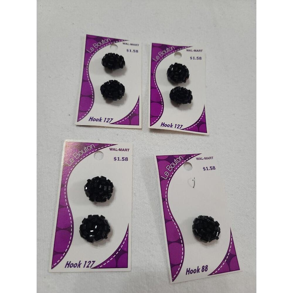 Le Bouton Button‎ Bundle (7)Black Rosette 3/4" Shank Sewing Crafting Italy NOS